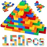 HIUME Large Building Block Set, 150 Building Blocks, Compatible with Duplo Building Bricks and Top Brands, Suitable for Children Aged 3 4 5 6 Years, A Great Building Block Gift for Boys and Girls.