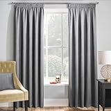 Enhanced Living Matrix Grey Silver Curtains for Living Room - 66x54 inch (168x137 cm) - Tape Top Noise Reducing Thermal Curtains for Bedroom - 2 x Curtain Panels