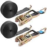 YOUNTHYE 2 Set Ratchet Straps Heavy Duty, 5cmx10m Ratchet Tie Down Straps with Metal J Hooks, 5000kg Break Strength, Adjustable Ratchet Tie Down Straps for Luggage, Trucks, Cars, Motorcycles (Black)