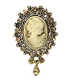 Fashion Brooch, Vintage Cameo Victorian Style Pendant Brooch Pin For Wedding Party Women Gold