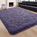 Rostyle Fluffy Grey Purple 5x8 Rugs for Living Room,Large Living Room Carpet,Big Shaggy Rugs for Bedroom Girls,Thick Fuzzy Dorm Rug,Soft Indoor Floor Rug for Kids Room Decor Aesthetic