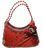 Vintage Handbag Table Lamp Beaded Handles Flower Corsage 15 W Bulb Included