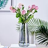 Aoderun Glass Vase for Flowers Modern Vases Home Decor Unique Flower Vase for Bouquet 8.7" Centerpiece Vase Decor Room,Bedroom,Living Room,Library,Office,Table,Entryway,Modern Farmhouse(Grey)