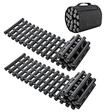 TANGZON 2PCS Recovery Traction Boards, Portable Emergency Traction Tracks for Off-Road Sand/Mud/Snow, Heavy Duty Traction Tire ladder Mat for Car Van AUV Truck (85 x 21 x 3 cm)