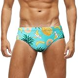 Arcweg Men's Swimming Trunks Briefs Low Waist with Removable Pad Swimwear Elastic Beach Shorts Boxers Underwear Big Pineapple L(EU)