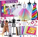 Fashion Design Set for Girls - Kids Designer Kit with Mannequin, Sketchbook, Scissors, Fabric, Accessories & Creative Arts Crafts