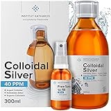 Highest Purity Colloidal Silver 300mL ● 40 PPM ● Free Spray to Fill ● Superior Concentration, Smaller Particles, Better Results ● Certified by 3 Independent Laboratories ● Institut Katharos