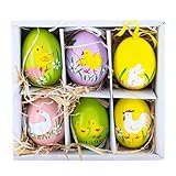 Set of 6 Real Eggshell Bunny, Chick and Goose Easter Egg Ornaments