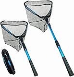 Senston Fishing Net with Telescopic Rod Handle, Scalable Nylon Fishing Landing Net for Kayak, Salmon, Catfish, Trout, Easy to Catch and Release
