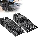 2 Piece 3 Ton Plastic Car Ramp Heavy Duty Anti-slip Widen Vehicle Lifting Tools for Home Garage Workshop Service Low Rise Clearance Wide Van, Black