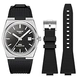 REBANDACE Strap for Tissot PRX,Soft Fluororubber Strap for PRX Powermatic 80,12mm Men Women Replacement FKM Straps for Tissot PRX Series Watch 40mm (Black, 40mm Watch)