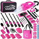 47PCS Car Detailing Kit Interior Cleaner, Car Cleaning Supplies with High Power Car Vacuum Cleaner,Auto Detailing Kit,Car Wash Kit with Bucket Detailing Brush Set, Pink Car Accessories for Women
