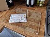 Kitchenville Glass Chopping Board 40x30cm : Tempered Glass Worktop Saver for Kitchens, Durable, Scratch-Resistant, Heat-Resistant Cutting Board - Clear
