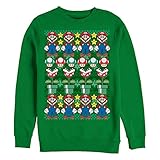Nintendo Men's Ugly Christmas Sweater Mario Kelly Green Sweatshirt