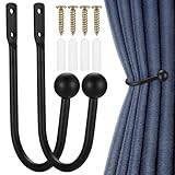 XxinXrongMetal Curtain Holdbacks, 2 Pcs Curtain Drapery Holdbacks, Curtain Tieback Hooks, Wall Mounted Window Curtain Holder Hooks, Drapery Holdbacks for Fixed Curtain or Hanging Items (black)
