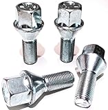 Alloy wheel bolts, Zinc plated M12x1.5 (M12 x 1.5) Taper seat, 17mm hex, 26mm thread length. Set of 4 wheel bolts (BM001)