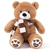 YunNasi Giant Teddy Bear,80cm XL Stuffed Bear Big Animal Plush Toy,Dark Brown