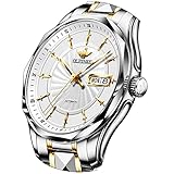 OUPINKE Watches Men Automatic Self Winding Mechanical Metal Stainless Steel Waterproof Analogue Date Dress Wrist Watches Man