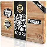 Deer & Oak Large Cutting Board 38 x 25 x 2cm, Pre-Oiled Wooden Bamboo Chopping Board for Carving Meat, Fish, Vegetables, Fruits, Cheese, Bread