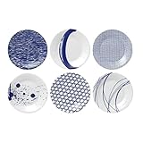 Royal Doulton Plate Set - Pacific Blue Collection Tapas Plate Set - Porcelain Tableware Set of 6 - Perfect for Starters, Sides and Sweets - 16cm