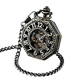 ShoppeWatch Mens Pocket Watch and Chain | Mechanical Hand Winding | Classic Steampunk Pocket Watch | 1920s Railroad Steampunk Costume Accessory PW221