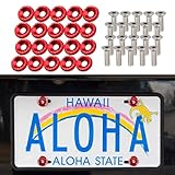 20PCS Fender Bumper Washer Bolt, Aluminum Fender Washer Engine Bay Dress Up Kit, Fasteners M6 JDM Fender Washer Kit Fits Bumper Washer Bolt, Headlights, Trunk Engine Bay Dress Up (Red)