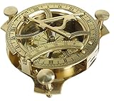 THORINSTRUMENTS 4" Sundial Compass - Solid Brass, Adjustable Legs, Rugged Outdoor Design