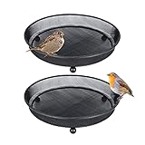 iBorn Ground Feeders Set of 2 Seed Tray for Birds Mesh Wild Bird Feeder Tray Raised Base Metal, Black