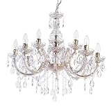 LITECRAFT Marie Therese Chandelier Ceiling Light Crystal Effect 12 Arm - (Gold)