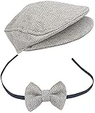 ausuky Newborn Peaked Cap Boys Flat Beanie Hat Bow Tie Photo Photography Props Multi-Color Optional Cute Prop Accessories (4)