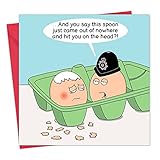 Twizler Funny Card with Egg and Spoon - Blank Inside - Funny Happy Birthday Card for Men Women Her Him - Dad Mum Husband Wife - Get Well Soon - Humour Easter