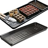 Pluto Packaging Large Black Multi Use Black Grow Bag Trays For Gardening, Growing & Transporting Pots (2)