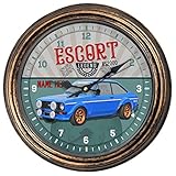 KRAFTYGIFTS Personalised Car Wall Clock Escort RS2000 MK2 Classic Round Hanging Glass Front Garage Birthday Gift VCC12