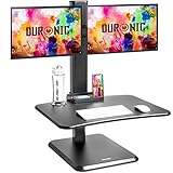 Duronic DM05D15 Standing Sitting Computer Workstation with Dual Monitor Stand | 65 x 51 cm Desk | Adjustable Height from 7 to 44 cm | Ultra Slim Ergonomic Space for Keyboard Mouse