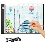 AUAUY A4 LED Light Pad for Diamond Painting, 3 Levels Adjustable Brightness Light Box Drawing Board, Diamond Drawing Art Light Board,Stepless Dimmable Brightness Tracing Light Pad, USB Powered