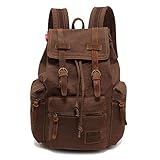 School College Rucksack, Casual Leather Backpack,Vintage Canvas Rucksack, Laptop Backpack,Travel Outdoor Shouder Bag,Travel Hiking Casual Daypack for Men Women (coffe)