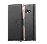 NWNK13® Samsung Galaxy A5 2017 Case Black Premium Leather Slim Fit Book Magnetic Kickstand Wallet Flip Cover Compatible for Samsung A5 2017