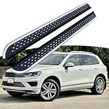 BRYNZAXTOL 2PCS Aluminum 4.7″ Wide Fixed Side Steps with Brackets Fit for VW Volkswagen Touareg 2011-2018 Aftermarket Running Boards Nerf Bars Rails Stepping Plates Pedals (MTX)