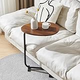 Rainbow Tree C Shaped Side Table for Living Room, Modern Sofa Side End Tables, Portable Snack Coffee Table Bedside Tables for Bedroom (Water-Drop Brown)