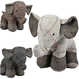 Large Tartan Heavy Fabric Elephant Door Stop Home Office Animal Cuddly Toy Doorstop