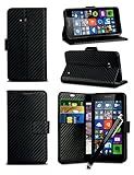 For Alcatel 1x (2018) 5.3" Asda Mobile - MobiBax Black Textured Carbon Fibre Effect Professional Style Luxury Wallet Flip Skin Case Cover with Capacitive STYLUS Touch Screen Pen