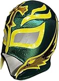 REY MISTERIO Lucha Libre Wrestling Mask (PRO - Fit) Green, Yellow & Golden Colors - Costume Wear by Make It Count