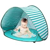 Quick install Pop Up Baby Beach Tent, Portable Kiddies Shade Pool Tent UPF 50+ UV Protection Sun Shelter Canopy for Infant Indoor and Outdoor Use (Pool Type Blue)