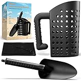 INCLY Sand Scoop & Shovel, Detecting Accessories for Metal Detector, Sand Sifter Treasure Hunting & Digging Tool at The Beach & More, Black - Come with Carrying Bag