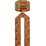 Jiuguva African Kente Pattern Kufi Hat and Print Stole Sash for Black History Men Women Kids