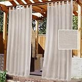 Gluhbirnen Pergola Curtains, 2 Panels Outdoor Sheer Curtains for Patio, Gazebo - Waterproof Linen, 132 * 213CM