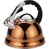 Large Whistling Kettle stainless steel 3.5Ltr copper gas electric hob wood stove