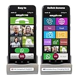 Easyphone® Easy To Use Simple Smartphone For Elderly & Seniors All networks No Contract Mobile Phone 6.5" Bright Screen Loudspeaker, SOS GPS, 4G UK Helpline Includes Case WhatsApp Charging Dock