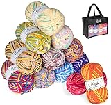 ilauke Knitting Yarn 12 Balls,Multicoloured Acrylic Yarn, Knitting and Crochet Yarn 50-gram Ball Soft and Warm, for Crochet, Weaving, DIY Craft Projects