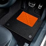 Car Mats to fit Alfa Romeo Spider S4 (1990-1993) Black Carpet with Black Ribbed Trim & Orange Rectangle Heel Pad [20]